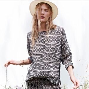 MADEWELL TIDAL WAVE  EMBROIDERED JACQUARD  PULLOVER SHIRT SIZE MEDIUM